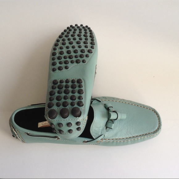 NWT Calvin Klein Collection turquoise loafers - Picture 3 of 5